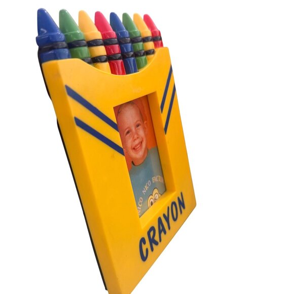 Colorful Crayon-Themed Kids Photo Frame Yellow With Easel Stand Fun Desk Decorat - Picture 2 of 6